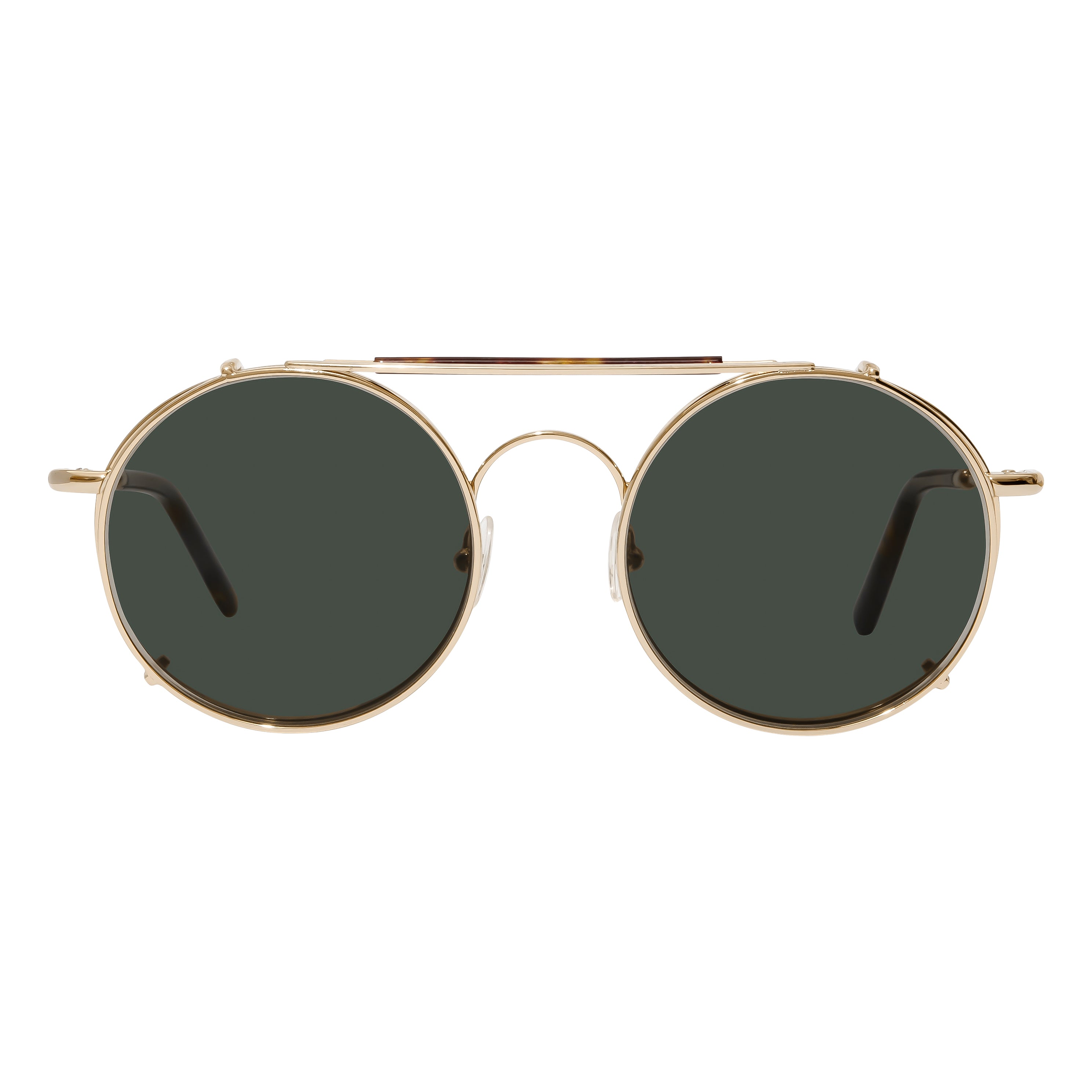 Treasure Gold with Green Lenses Clip-On-look