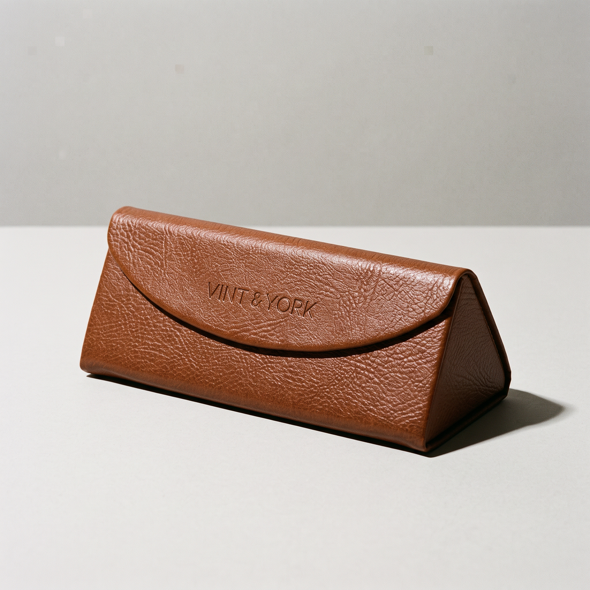 Leather Triangle Eyewear Case | Brown - Vint & York